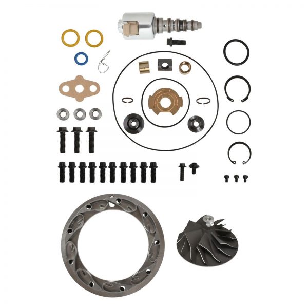 GT3782VA Turbo Rebuild Kit Cast Compressor Wheel Unison Ring 15mm Vanes VGT Solenoid For 03-Early 04 6.0L Ford Powerstroke Diesel