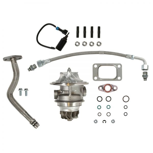 HE351CW Turbo Rebuild Kit Billet CHRA Oil Lines Wastegate Solenoid For 04.5-07 5.9L ISB Dodge Ram Cummins Diesel