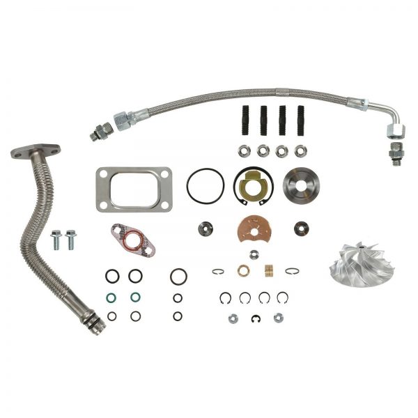 HE351CW Turbo Rebuild Kit Billet Wheel Oil Lines For 04.5-07 5.9L ISB Dodge Ram Cummins Diesel