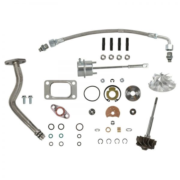 HE351CW Turbo Rebuild Kit Billet Wheel Wastegate Actuator Oil Lines Turbine Shaft For 04.5-07 5.9L ISB Dodge Ram Cummins Diesel