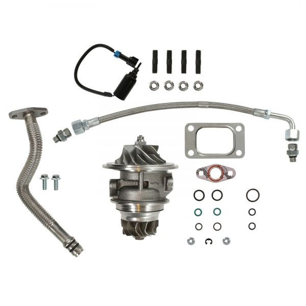 HE351CW Turbo Rebuild Kit Cast CHRA Oil Lines Wastegate Solenoid For 04.5-07 5.9L ISB Dodge Ram Cummins Diesel