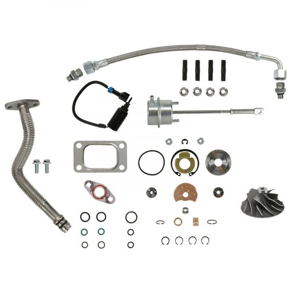 HE351CW Turbo Rebuild Kit Cast Wheel Actuator Oil Lines Wastegate Solenoid For 04.5-07 5.9L ISB Dodge Ram Cummins Diesel