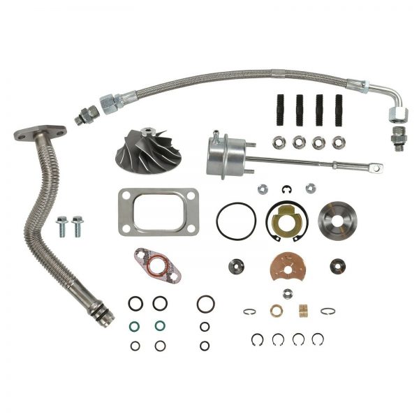 HE351CW Turbo Rebuild Kit Cast Wheel Wastegate Actuator Oil Lines For 04.5-07 5.9L ISB Dodge Ram Cummins Diesel