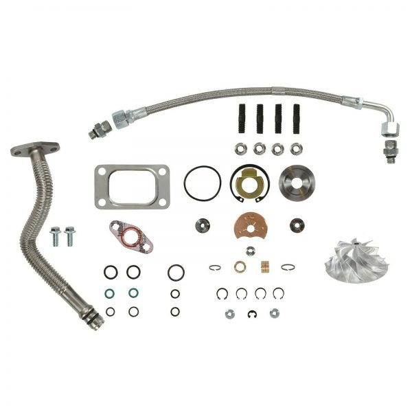 HY35W Turbo Rebuild Kit Billet Wheel Oil Lines For 03-04 5.9L ISB Dodge Ram Cummins Diesel