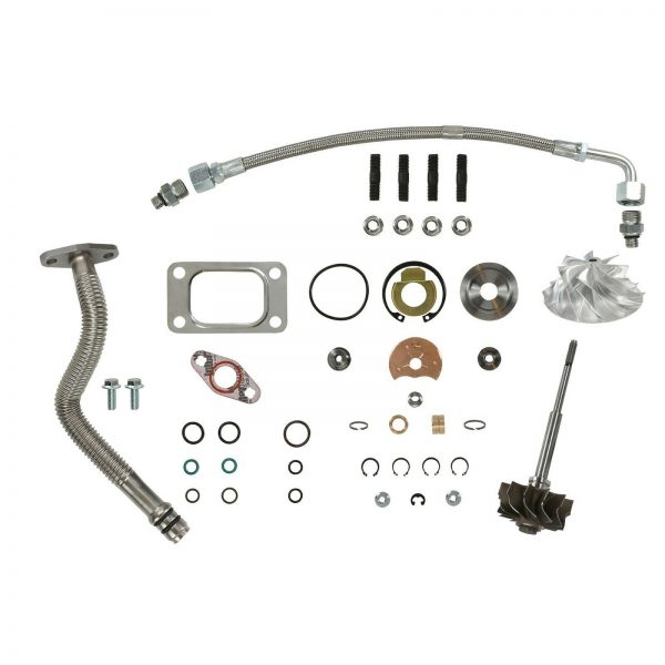 HY35W Turbo Rebuild Kit Billet Wheel Oil Lines Turbine Shaft For 03-04 5.9L ISB Dodge Ram Cummins Diesel