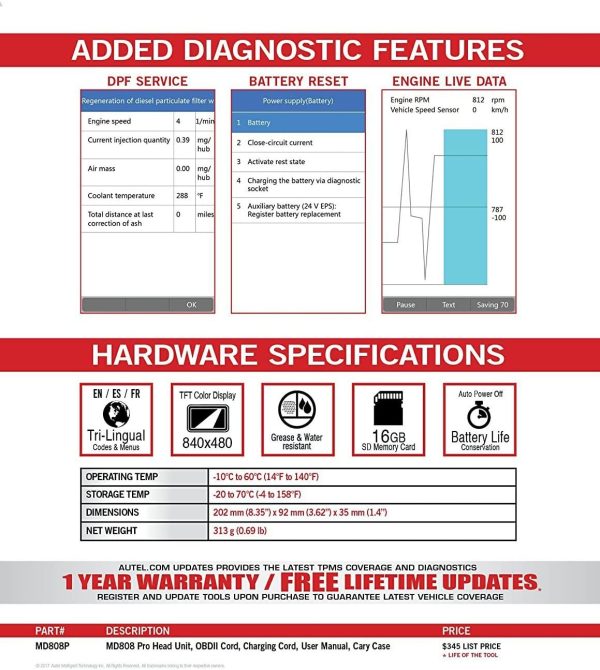 MaxiDIAG MD808 Professional OBDII Scanner - AUTEL MD808P - Image 5