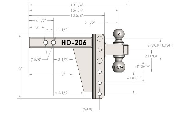 2.0" Heavy Duty 6" Drop/Rise Hitch - BulletProof Hitches HD206 - Image 2