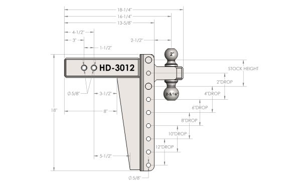 3.0″ Heavy Duty 12″ Drop/Rise Hitch – BulletProof Hitches HD3012 - Image 4