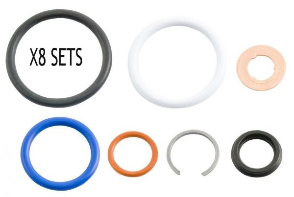 Set of 8 G2.8 Complete Fuel Injector Seal Kit for 2003-2007 6.0L Ford Powerstroke - Image 2